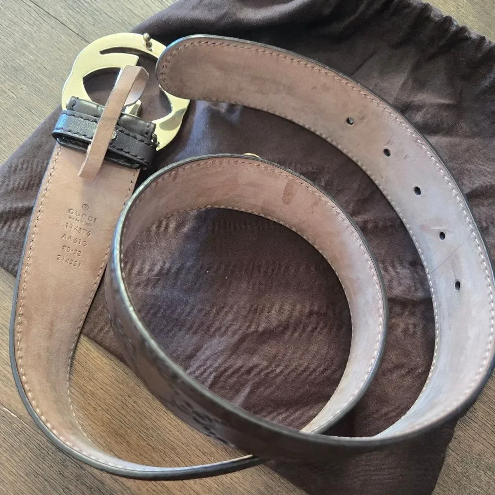 Gucci Guccissima Interlocking G Brown Belt size 30 32